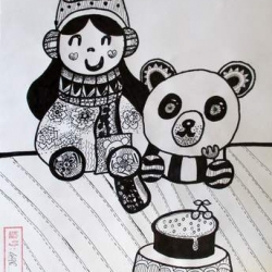 铜奖线描画-生日快乐